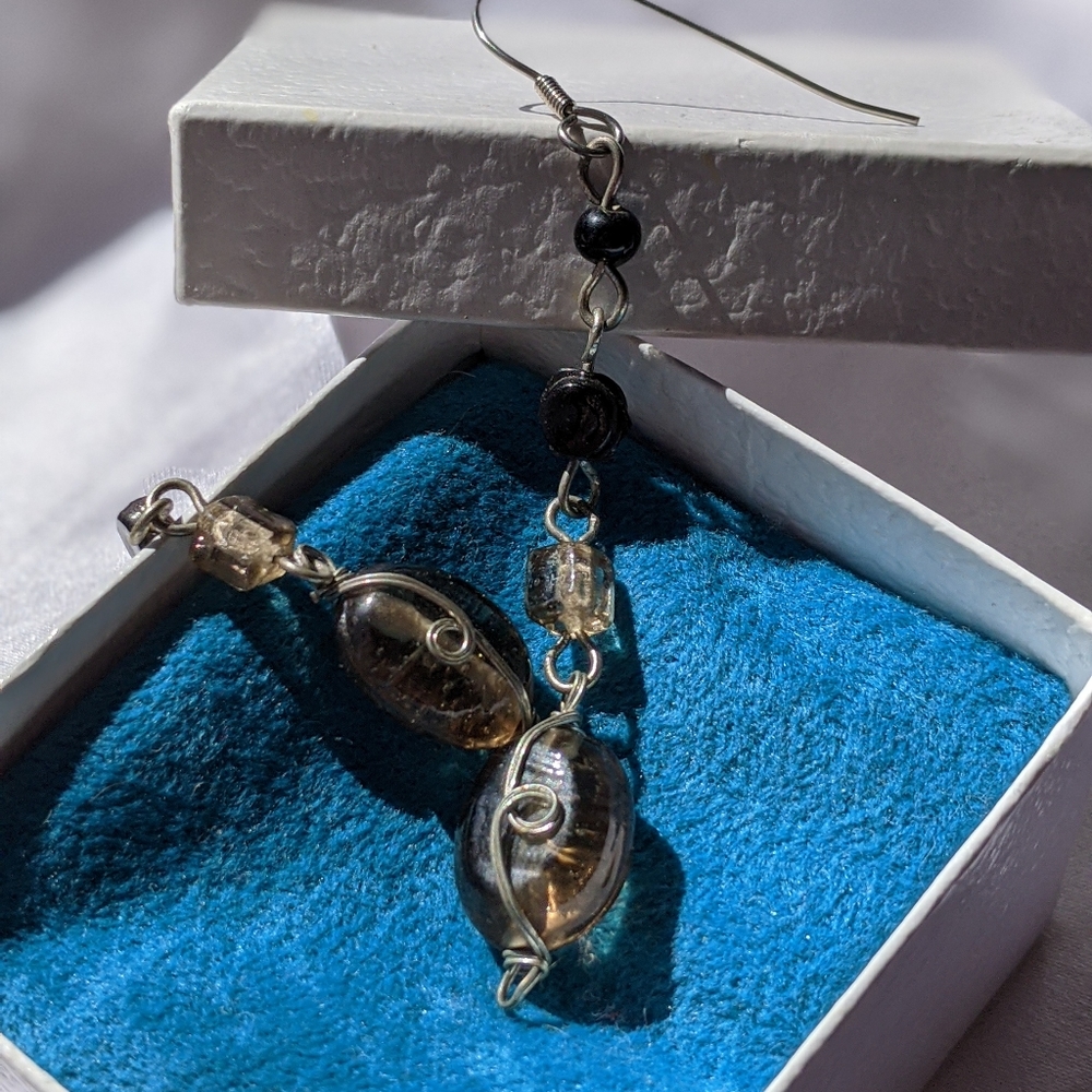 Glass Bead Dangle Earrings